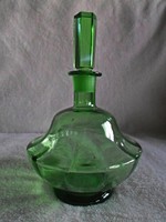 "Mirka627" részére Art deco zöld likőrös palack, eredeti csiszolt dugójával