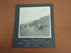 Antik, vintage fotó (lovaskocsival) 1909-ből. Nagy-Magyarország, Erdély, Felsőbánya, Bódi-tó.