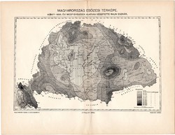 Magyarország esőzési térképe 1896, lexikon melléklet, egy színű nyomat, eső, meteorológia
