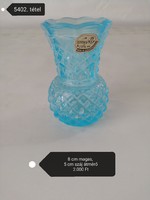 BOHEMIA üveg váza, kék, türkiz, kicsi, retro, ritka