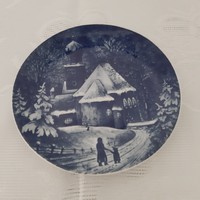 Royal Bavaria porcelán tányér, dísztányér, Karácsony, tél