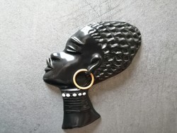Afrikai női fej miniatűr falidísz