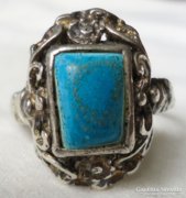 Antik barokk Ezüst Gyűrű Türkizzel Díszítve