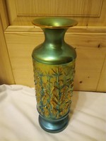Nagy Zsolnay zöld eozin dombor nyomott váza