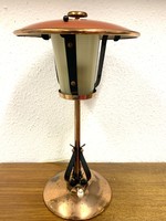 Vörösréz és üveg ratro asztali lámpa, 1960-as évek