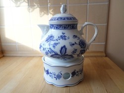 Tirschenreuth Bavaria hagymamintás porcelán teáskanna melegentartóval 1.2 liter