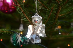 Retro zsenília karácsonyfadísz - éneklő angyal karácsonyi figura - régi karácsonyfa dísz