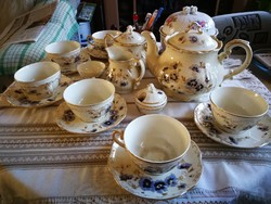Zsolnay búzavirág mintás porcelán teás készlet + ajándék kiegészítővel