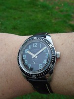 Rare Vintage  Germany PIROFA  15 Jewels Swiss Made Military Black Dial Watch