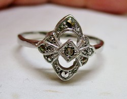 Szépséges szecessziós markazitos ezüstgyűrű