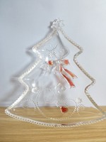 Retro, karácsonyfa alakú üveg kínáló,tál