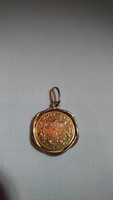 Ritka, 14 k arany keresztelési medál 1910-ből