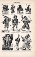 Zsoldosok, egyszínű nyomat 1905, német nyelvű, eredeti, zsoldos, katona, háború, felbérelt, régi