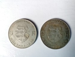 Kossuth 5 Forint 1947  ezüst 2db