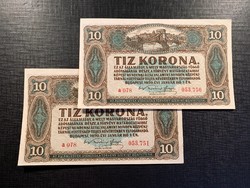 ***  Sorszámkövető UNC 1920-as 10 korona ***