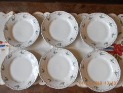 Zsolnay kék barackvirág mintás süteményes tányérok 6 db