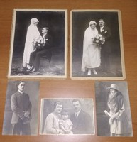 5 db esküvői, eljegyzési, családi, antik, vintage, régi fotó, képeslap egyben eladó (1922 - 1929)