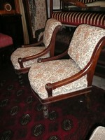 2 db ritka vonalvezetésű, kis méretű bécsi barokk fotel pár teljesen felújítva, újra kárpitozva