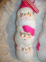 Karácsonyfadísz - ÜVEG -  NAGY - 17 x 5 cm - vastagfalú - bájos arcú télapók - hibátlan
