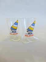 Ritka,retro,vintage Balatonos,szörfös,csizma alakú feles poharak,pálinkás poharak,Balaton
