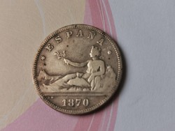 1870 ezüst 2 peseta 10 gramm