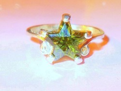 Csillag Peridot köves 925 ezüst - fehérarany Gyűrű 7-es  8 -as