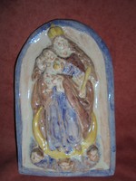 Mária kisJézussal angyalokkal kerámia falidísz