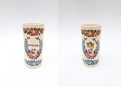 Körmöcbányai antik fajansz váza, pohár - Kassai emlék felirattal - Kremnica Körmöcbánya Kosice