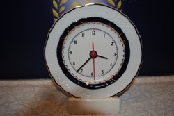Hollóház porcelain clock with 19 cm blue rose pattern