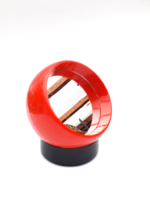 Retro műanyag pipere tükör és tartódoboz egyben - piros és fekete sminkelő tükrös doboz 