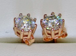 Csodaszép 0.92ct moissanit gyémántos aranyozott ezüst fülbevaló
