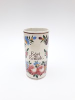 Apátfalvi fajansz pohár - Egri emlék feliratos bélapátfalvi váza - Bélapátfalva - Apátfalva