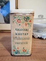 Magyar paprika fém fűszertartó pléh doboz, kalocsai