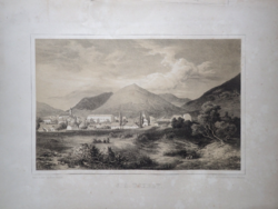 Keleti Gusztáv: Sátoraljaújhely. Litográfia az eredeti(!) Tokaj-hegyaljai albumból (Pest, 1867)