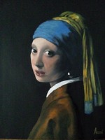 Leány gyöngy fülbevalóval című festmény  - portré J.Vermeer nyomán
