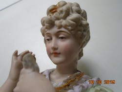 Antik biszkvit számozott német porcelán szobor 22x13x7 cm
