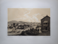 Keleti Gusztáv: Mád. Litográfia az eredeti(!) Tokaj-hegyaljai albumból (Pest: Emich Gusztáv, 1867)