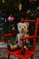 Turcsiorrú mackó - retro, antik, szalmatömésű maci - medve, teddy bear, régi játék