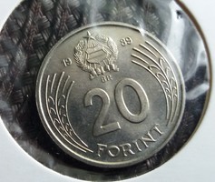 20 Forint 1989 Unc, enyhén félrevert.