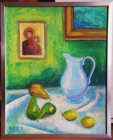 Asztali csendélet (50x40) Modern keretben.  (LEÁRAZVA !!!)