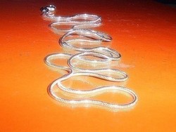 Tömör - Erős Kígyó mint 925 ezüst - Fehérarany Uniszex Nyaklánc 52 cm 