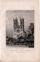 A Fóthi szentegyház, acélmetszet 1859, Hunfalvy, Rohbock, eredeti, Budapest környéke, Fót, templom