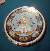 Dúsan aranyozott rodoszi, görög  kerámia tál, 19 cm átmérőjű