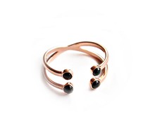 Aventurine stone rose gold plated silver ring