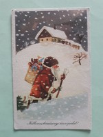 Régi karácsonyi képeslap hóesés mikulás