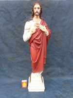 Cc.1870 Jézus szobor.56cm. Nagyméretű. Hibátlan. Jelzett.Terrakotta. Gyűjtői darab.
