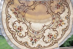Vászon kézi hímzett csipkés kör terítő asztalterítő 133 cm