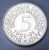 1 unciás színezüst 5 márka 1951-1991