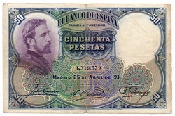 Spanyolország 50 spanyol Peseta, 1931