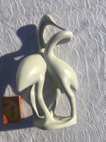 Porcelán art deco hattyú - gólya - madár művészet